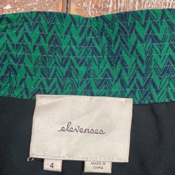 Anthropologie Elevenses navy and green silk pants. - Picture 3 of 3